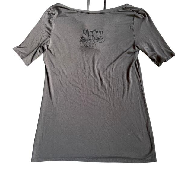 Harley Davidson Women's Lace up Gray Tee Size Small - Picture 2 of 9
